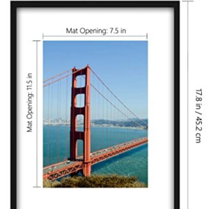 PEALSN 11x17 Picture Frame, Display Pictures 8 x 12 with Mat or 11 x 17 Without Mat for Wall Mounting Display, Photo Frames, Black