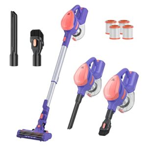 tma cordless vacuum cleaner, 6 in 1 stick vacuum cleaner with 4 filters 8-cell battery & 40 mins running time 1.3l dust cup&led floor brush head for hardwood floor/low-pile carpet deep clean t151