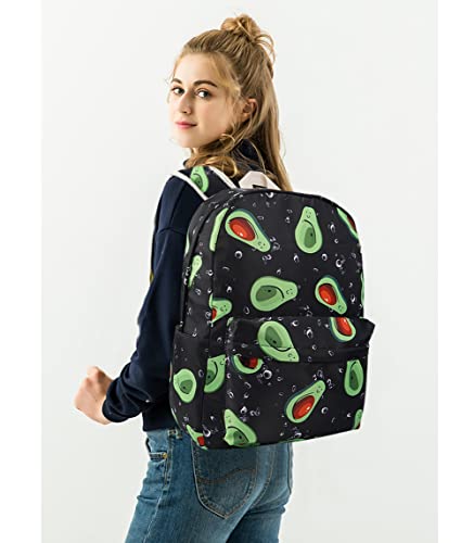 Malaxlx Avocado Print School Backpack Set for Teen Girls Boys, Bookbags with Lunch Box Pencil Case