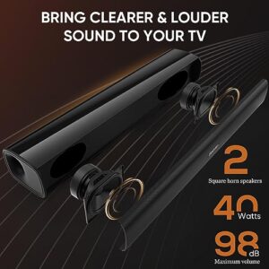 Saiyin Sound Bars for TV, 40 Watts Small Soundbar for TV,Surround Sound System TV Sound Bar Speakers with Bluetooth/Optical/AUX Connection for PC/Gaming/Projectors,17inch