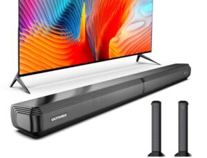 ultimea 2.2ch sound bars for tv, 2-in-1 separable tv soundbar, 2 tv speakers sound bar for surround system, 32inch pc sound bar bluetooth 5.0/optical/aux/usb/hdmi home theater soundbar, wall mountable
