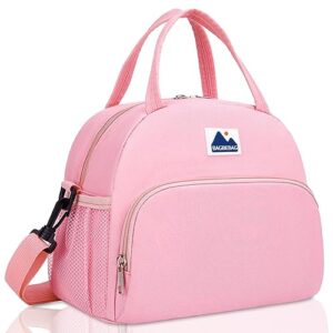 bagbebag lunch bag women, premium insulated lunch bag for women man, large adult lunch box with adjustable strap, cooler tote bag for office work picnic (light pink)