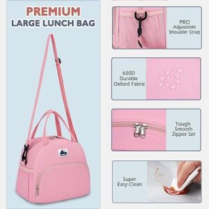 BAGBEBAG Lunch Bag Women, Premium Insulated Lunch Bag For Women Man, Large Adult Lunch Box with Adjustable Strap, Cooler Tote Bag for Office Work Picnic (Light Pink)
