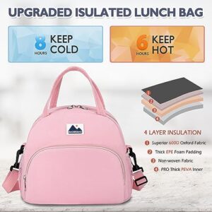 BAGBEBAG Lunch Bag Women, Premium Insulated Lunch Bag For Women Man, Large Adult Lunch Box with Adjustable Strap, Cooler Tote Bag for Office Work Picnic (Light Pink)