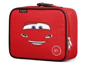 simple modern disney pixar kids lunch box for toddler | reusable insulated bag for boys | meal containers for school with exterior and interior pockets | hadley collection | cars kachow