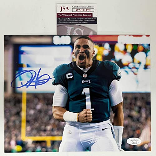 Autographed/Signed Jalen Hurts Philadelphia Eagles 8x10 Football Photo JSA COA #6