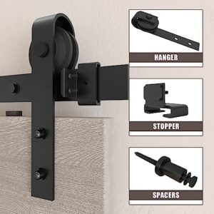 Dondelight 10FT Sliding Barn Door Hardware Track Kit for Double Door, Heavy Duty Modular Sliding Door Track Hardware Set for Interior & Exterior Door