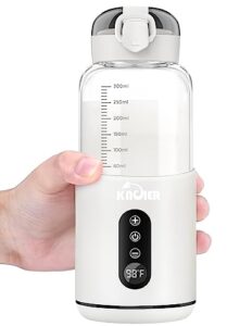 portable water warmer for baby formula travel, wireless 9000mah battery operated portable bottle warmer, precise & adjustable temperature, 10 oz detachable glass travel bottle warmer for breastmilk