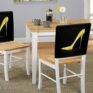 4 Pcs Dining Chair Slipcovers Golden Sexy High-Heeled Shoe,Removable Chair Back Covers Women Shining Heels on Dark Black Chair Protector for Home Kitchen Dining Room Holiday Party Decor