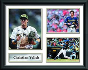 christian yelich reprint signed photo picture poster framed display decorations fan gifts memorabilia wall art