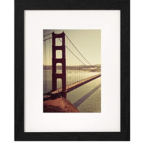 BAIJIALI 8x10 Picture Frame Black Wood Pattern with HD Plexiglass,Display Pictures 5x7 with Mat or 8x10 Without Mat, Horizontal and Vertical Formats for Wall and Table Mounting