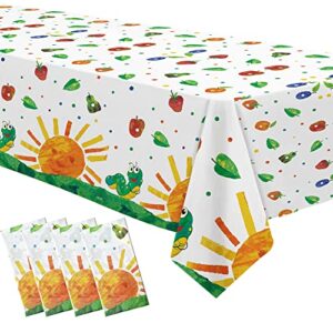 apowbls hungry caterpillar party tablecloth decorations - disposable caterpillar birthday table cover party supplies, hungry caterpillar theme birthday baby shower table cloth - 4 pack (54in x 108in)