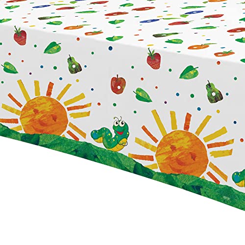 APOWBLS Hungry Caterpillar Party Tablecloth Decorations - Disposable Caterpillar Birthday Table Cover Party Supplies, Hungry Caterpillar Theme Birthday Baby Shower Table Cloth - 4 Pack (54in x 108in)