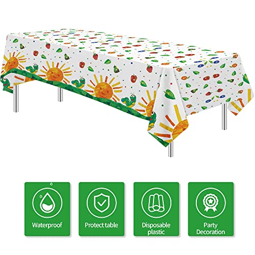 APOWBLS Hungry Caterpillar Party Tablecloth Decorations - Disposable Caterpillar Birthday Table Cover Party Supplies, Hungry Caterpillar Theme Birthday Baby Shower Table Cloth - 4 Pack (54in x 108in)