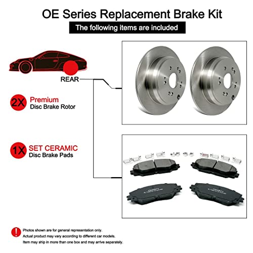 [Rear] TOVASTY Brake Pads and Rotors Kit for Suba(ru Forester 2004-2008 OE-Series [BKN0008]