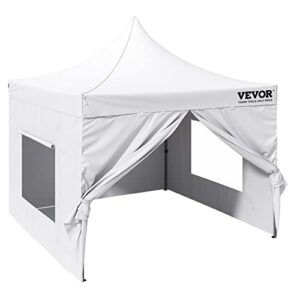 VEVOR 10x10 FT Pop up Canopy with Removable Sidewalls, Instant Canopies Portable Gazebo & Wheeled Bag, UV Resistant Waterproof, Enclosed Canopy Tent for Outdoor Events, Patio, Backyard, Party, Camping