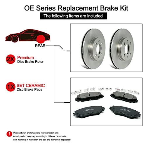 [Rear] TOVASTY Brake Pads and Rotors Kit for Mercedes-Be(nz E350 2007-2009 OE-Series [BKN2326]