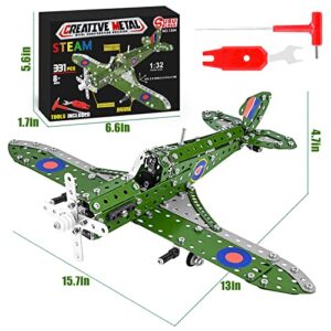 STEM Building Toys Model Airplane Kits for Boys 8-12,Airplane Model Scale 1:32 Metal Building Kit,Erector Set Model Planes for Kids 8-12,Best Airplane Gifts for Hurricane Fighter Fans