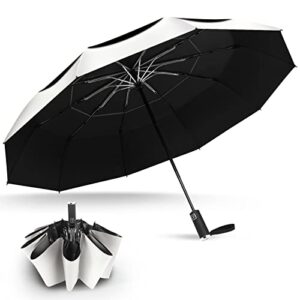 umbrellas for rain windproof travel umbrella folding portable compact umbrella with automatic open close for men and women white 46