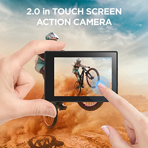 TIMNUT 4K Action Camera Touchscreen - Dual Screen Ultra HD EIS WiFi Sports Camera,40M Waterproof Camera 170°Wide Angle Vlog Camera 20MP Underwater Camcorder with Remote Control and 2 Batteries