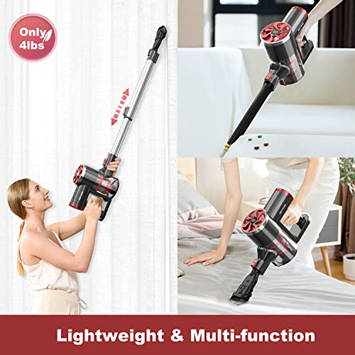 PRETTYCARE Cordless Vacuum Cleaner, Self-Standing, 25Kpa Powerful Suction Stick Vacuum with Smart LED Display, 40Min Long Runtime Brushless Motor, Lightweight Vacuum for Hardwood Floor Carpet Pet Hair