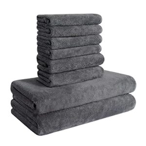 casofu bath towel set, quick drying microfiber coral velvet towels, 2 bath towels 2 hand towels 4 washcloths, lightweight highly absorbent towels for bathroom, shower, spa, yoga, travel