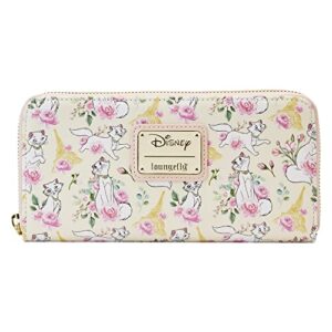 loungefly aristocats duchess in paris aop floral faux leather zip wallet