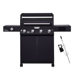 monument grills 4-burner liquid propane gas smart bbq grill denali d425 with stainless steel rotisserie kit(2 items)