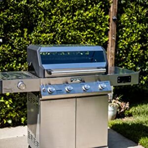 Monument Grills 4-Burner Liquid Propane Gas Smart bbq Grill Denali D425 with Stainless Steel Rotisserie Kit(2 Items)