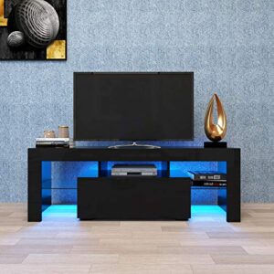 bamacar led tv stand for 60 inch tv, led entertainment center for 55 50 inch tv, black tv stand for 55+ inch tv, gaming tv stand for living room bedroom, 60 inch tv stand with storage media tv console