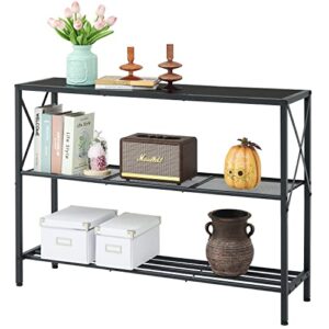 hoctieon black console tables for entryway, 3 tier entryway table, narrow sofa table with shelves, hallway table for entryway, living room, foyer, office