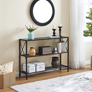 Hoctieon Black Console Tables for Entryway, 3 Tier Entryway Table, Narrow Sofa Table with Shelves, Hallway Table for Entryway, Living Room, Foyer, Office