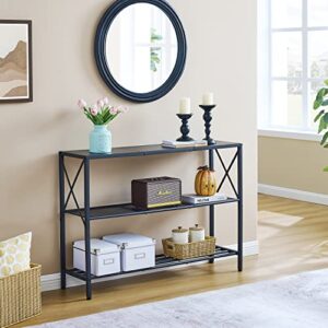 Hoctieon Black Console Tables for Entryway, 3 Tier Entryway Table, Narrow Sofa Table with Shelves, Hallway Table for Entryway, Living Room, Foyer, Office