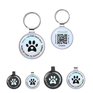 whoseid dog cat tag personalized for pets name id custom accessories silent qr code tags ring supplies email alert silvery small