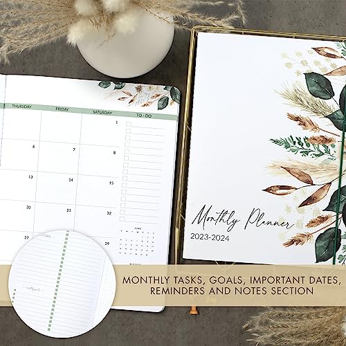 Simplified 2023-2024 Monthly Planner and Calendar Book - Beautiful Modern Dried Floral To Do List Notebook For Women or Men - Easily Organizes Your Tasks to Boost Productivity - Runs Until December 2024