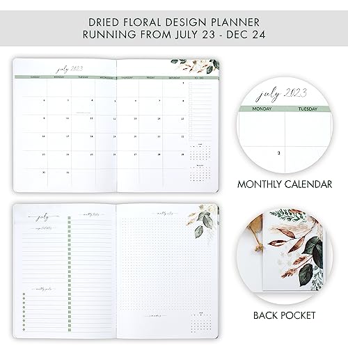 Simplified 2023-2024 Monthly Planner and Calendar Book - Beautiful Modern Dried Floral To Do List Notebook For Women or Men - Easily Organizes Your Tasks to Boost Productivity - Runs Until December 2024