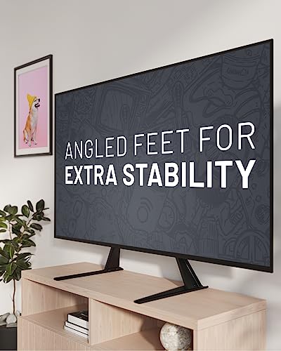 ECHOGEAR Replacement TV Stand for Screens Up to 65" - Foldable TV Bracket Includes Hardware, Anti-Slip & Anti-Scratch Pads - Easy 3-Step Install TV Feet w/Wide VESA Compatibility
