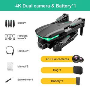 Xecvkr Drone with Dual 4K HD FPV Camera for Kids&Beginner - Drone Toys Gifts for Boys Girls Altitude Hold Headless Mode One Key Start Speed Adjustment 4 Channel A19