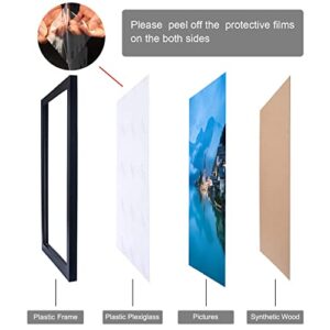 NAOKBOEE 13x17 Picture Frame in Black, Photo Frames with Plexiglass, Horizontal and Vertical Formats for Wall Mounting