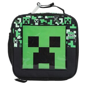 bioworld minecraft square insulated lunchbox with mesh side pocket