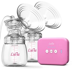 Lulia Double Electric Breast Pump, Breastfeeding Pump with 3 Modes, Portable Rechargeable Breast Pumps for Travel, Home, Driving & Office (Pink)…