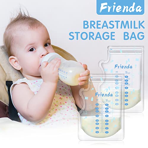 Sherr 500 Count Breastmilk Storage Bags 8 oz Breast Milk Storing Freezer Bags for Breastfeeding with Pour Spout Thickened Design Leak Proof Double Seal Self Standing Breastfeeding Storing Bags