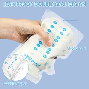 Sherr 500 Count Breastmilk Storage Bags 8 oz Breast Milk Storing Freezer Bags for Breastfeeding with Pour Spout Thickened Design Leak Proof Double Seal Self Standing Breastfeeding Storing Bags