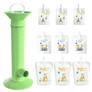 10pcs set baby food pouch maker reusable pure color pouches toddler fruit squeeze puree filler for kids (green)