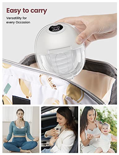 Momdiary Hands Free Breast Pump – Wearable Breast Pump with Ergonomic Baby Mouth for Painless Lactation – Portable Electric Pump with 4 Modes and 9 Levels – Compact and Comfortable Wireless Pump