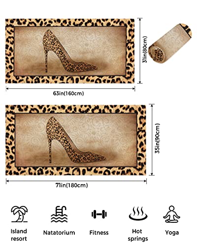 SIGOUYI Beach Towel, High Heels Leopard Beach Towels, Beach Accessories 36"x72" Beach Towel for Kids Girls Boys, Microfiber Bath Towels Beach Chair Absorbent Towels