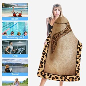 SIGOUYI Beach Towel, High Heels Leopard Beach Towels, Beach Accessories 36"x72" Beach Towel for Kids Girls Boys, Microfiber Bath Towels Beach Chair Absorbent Towels