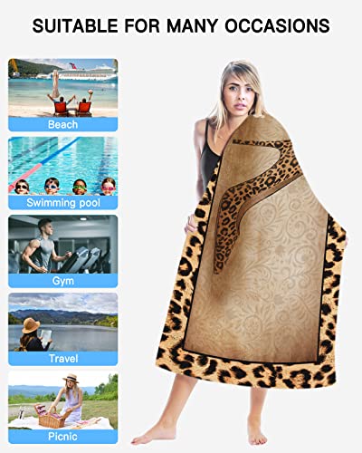 SIGOUYI Beach Towel, High Heels Leopard Beach Towels, Beach Accessories 36"x72" Beach Towel for Kids Girls Boys, Microfiber Bath Towels Beach Chair Absorbent Towels