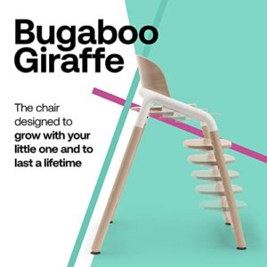 Bugaboo Giraffe Wooden Baby High Chair, Adjustable in 1 Second, Easy to Clean, Safe and Ergonomic Highchair, Suitable from Birth in Combination with Newborn Set (Sold Separately), Neutral Wood/White