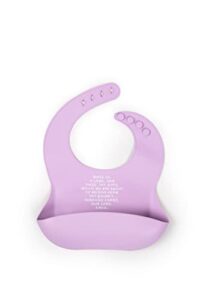 be a heart catholic silicone bibs for babies & toddlers, meal blessing prayer bib, baby baptism gift (ube)